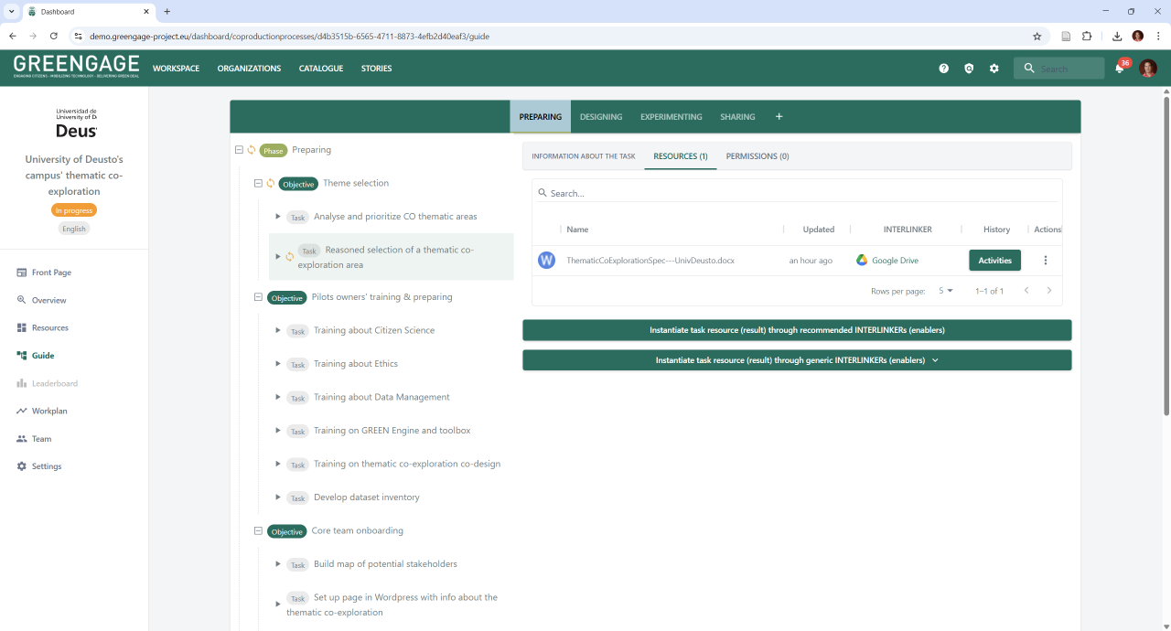 GREENGAGE's Collaborative Environment